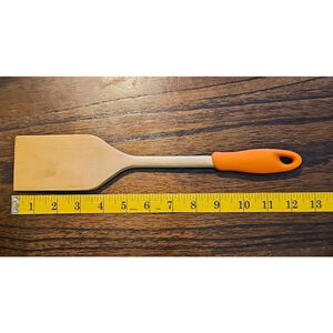 IMUSA 12" Wooden Small Cooking Utensil with Silicone Orange Handle